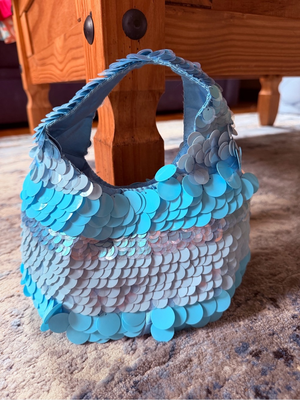 Light Blue Sequin Shoulder Bag - Stylish Ant-time Accessory